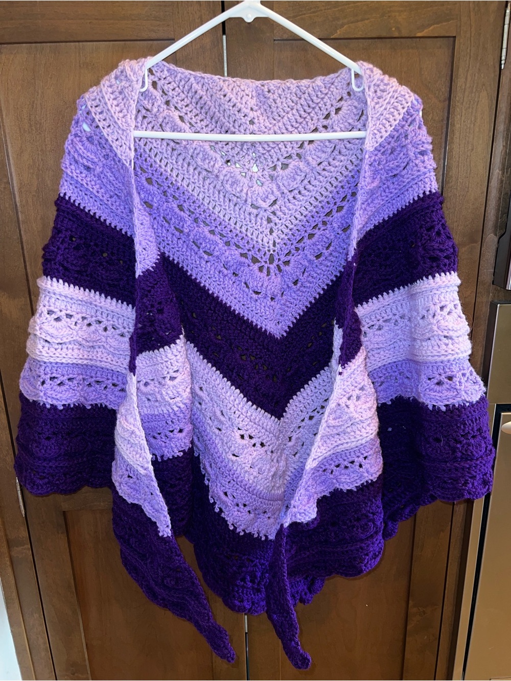 Handmade Purple Ombre Crochet Knit Shawl Wrap